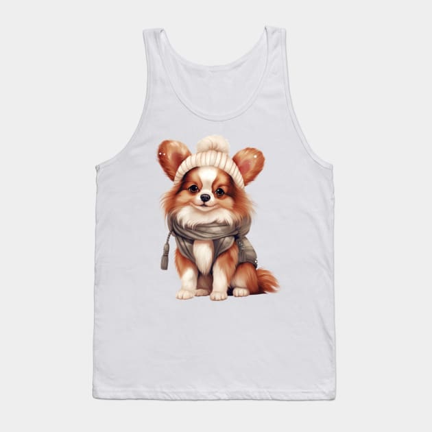 Winter Papillon Dog Tank Top by Chromatic Fusion Studio